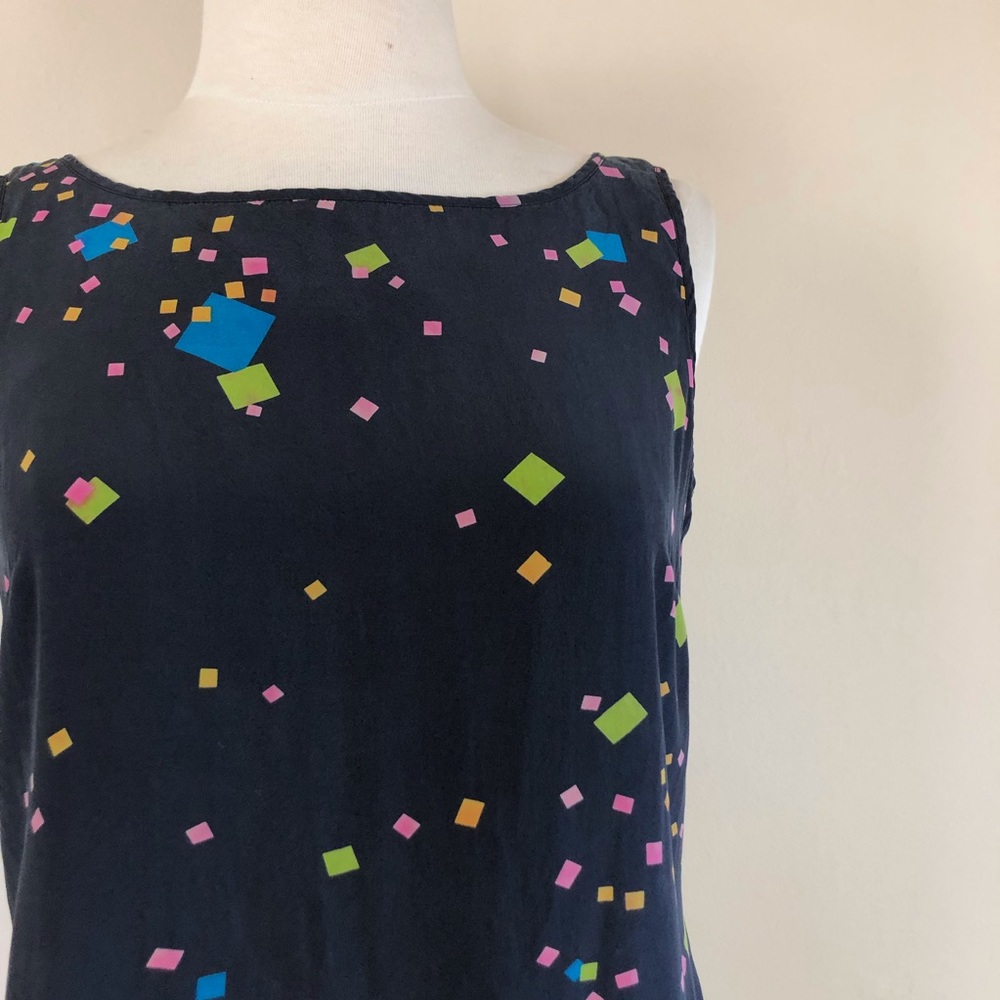 vintage 90s silk abstract geometric square print maxi dress normcore grunge y2k - Picture 11 of 12